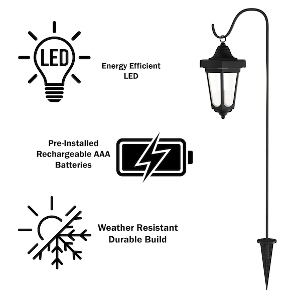 Solar Outdoor Lanterns, Black, 2PK